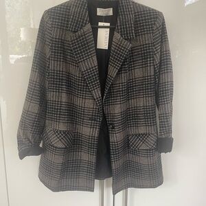Z Supply Women's Black and Gray Plaid Blazer